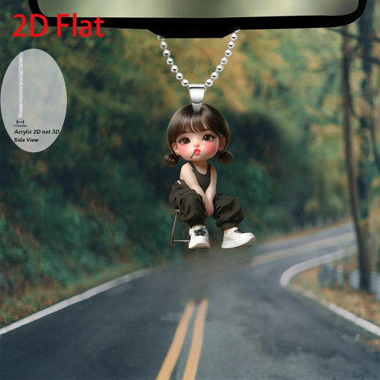 2D Flat, Charming Cartoon Character Pendant - Acrylic 2D Flat Keychain, Backpack Charm & Home Decor with Stylish Fashion Glasses Design, Lightweight Gift for New Year, Valentine’s Day, Cartoon Jewelry, Decorative Keychain, Trendy Accessory, Durable Keych