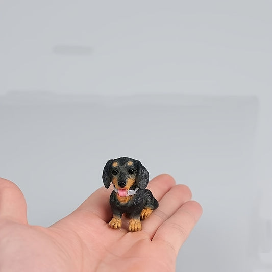 Mini Dachshund Dog Figurine, Resin Car Decor, Versatile Indoor & Outdoor Decorative Accessory, No Electricity Needed, Home & Office Ornament