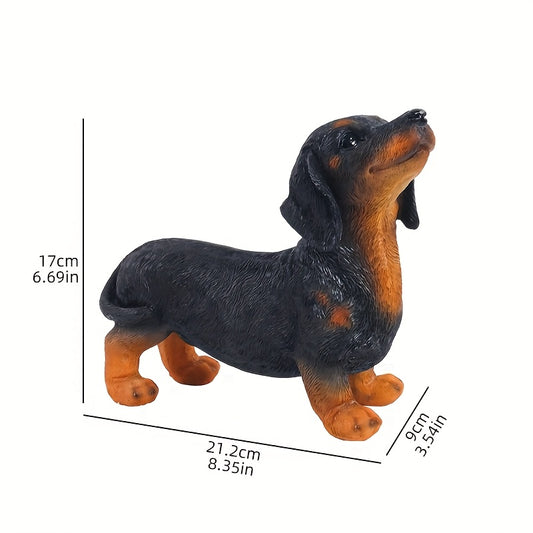 Charming Dachshund Resin Sculpture - Elegant Black & Tan Dog with Golden Eyes, Ideal for Home Decor, Window Displays, Bookshelves, and Gifts, Indoor/Outdoor Use, Perfect for Thanksgiving, St. Patrick'S Day, Father'S Day, Graduation, 4th of July, Gift Ite
