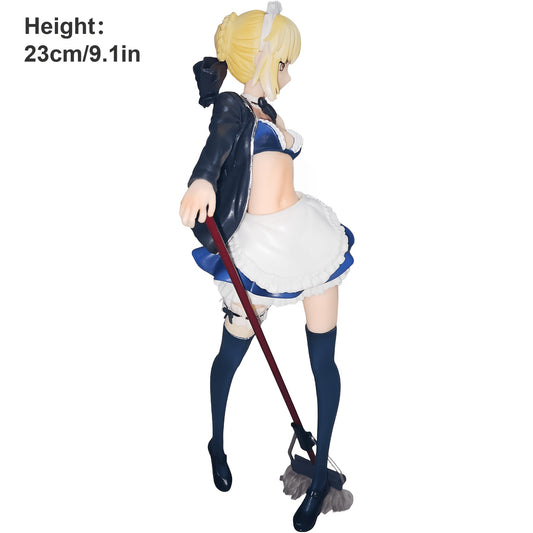 Anime-Style Collectible Figure with Dual Poses & Red Sword - High-Quality Detailed Sculpture, Mixed Colors, Dynamic Pose on Blue Background - Perfect for Display & Collection, Anime Figurine, Detailed Craftsmanship