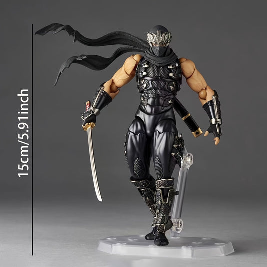 Anime Game Character Action Figure PVC Model Toy, High Detail Collectible, Japanese Ninja Style, Black Armor, Replaceable Weapon, Gift for Gamers and Collectors