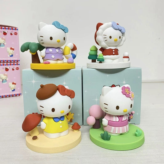 Sanrio X for hello kitty - Four Seasons Series Doll Mystery Box, Cute Anime Character Surprise Gift, PVC Collectible Figurine Set, Toy Doll Ornament
