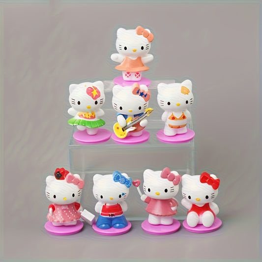 Sanrio 8 for hello kitty Figurines, Suitable for Desktop Car Decoration, Home Collection Gifts, Holiday Party Supplies for hello kitty Is Suitable for All Room Types And Can Be Used As Christmas, Halloween, Birthday, Thanksgiving Gifts