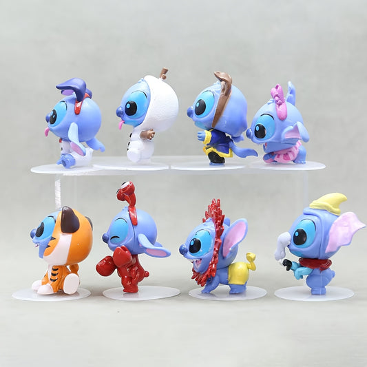 Disney Best-Selling Animal Costume Star Stitch Set of 8, made from PVC material, perfect for decorating bedrooms, car dashboards, dorm rooms, and more! A romantic Valentine's Day gift birthday keepsake, ideal for gifting to friends. Adorable healing deco
