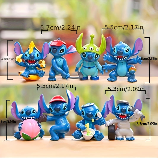 8pcs/Lot Stitch Figure Toy Set Anime Mini Stitch Action Figurines Dolls Home Party Supply Decoration Toys Christmas Gift