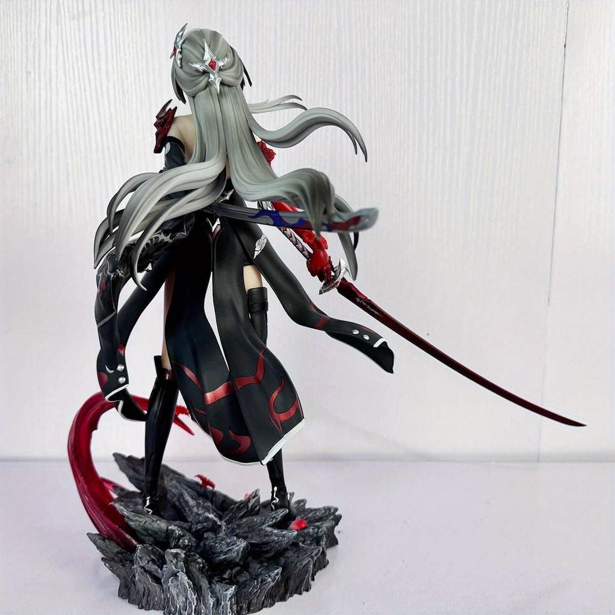 H-I Star Rail Acheron Anime Action Figure - Silvery Hair Game Character Collectible 1/6 PVC Statue, 11.8" Slashed Dream Cries Red, High-Quality Detailed Design for Anime Fans & Collectors, Anime Figurine, Collector'S Item, Dynamic Pose, Vivid Colors, Int