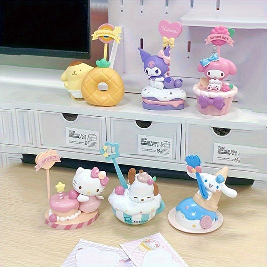 Sanrio Official 6pcs Set Hello Kitty& Friends Anime PVC Models- Cute Collectible Figurines, No Power Required, Birthday Christmas Halloween Fan Gifts, Multifunctional Home Decor