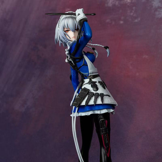 Anime-Original Dynamic Pose PVC Figure - Stylish Blue & White Collectible with Intricate Weapon & Outfit Details, High-Quality Home Decor Gift for Valentine's Day, Christmas, Halloween, April Fool's Day, Anime Figurine, Themed Room Accent, Detailed Craft