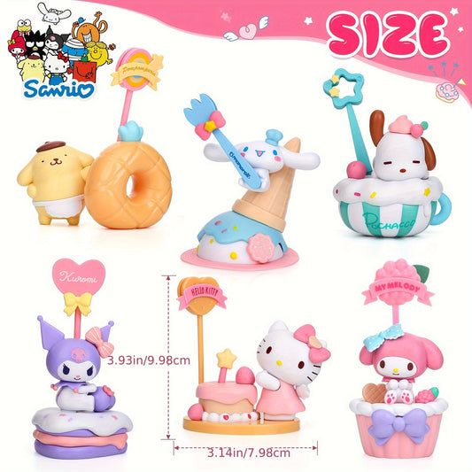 6pcs Sanrio Figure Set for hello kitty And Friends Anime Themed Figures Toy Set Decorative Room Ideal For Birthday Holiday Gifts