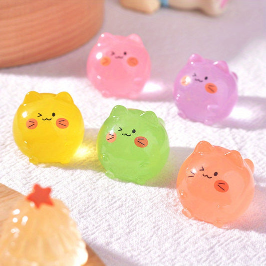 10 Cute Luminous Kitten Small Ornaments Creative Home Desktop Decoration Accessories Micro Landscape Cartoon Luminous