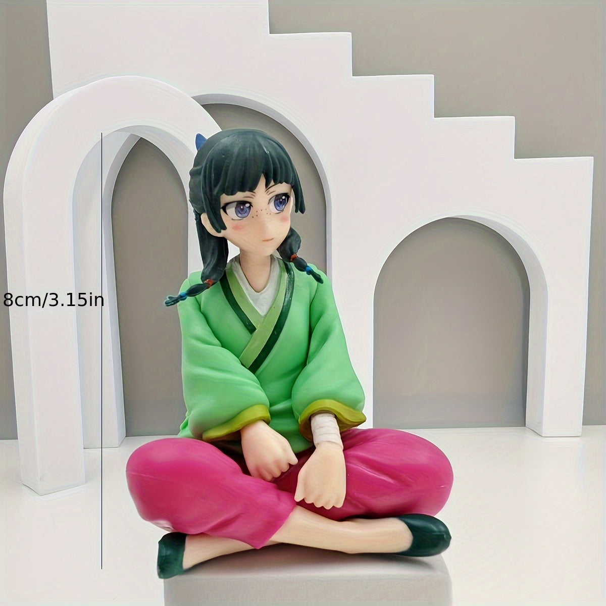 Anime Character Model - Collectible PVC Figure with Traditional Chinese Style, Green & Pink Attire, Bilingual English/Spanish Text, Dynamic Pose & Medicinal Plant Details - Desktop Decorative Collectible Gift for Anime Fans, Anime Figurine, Collector'S I
