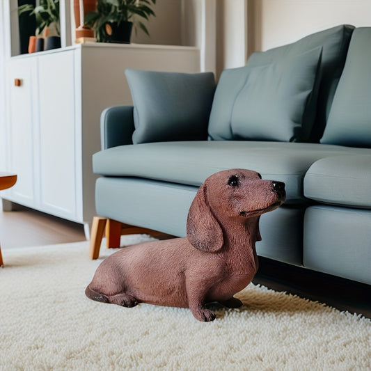 1pc Resin Dachshund Statue - Handcrafted Garden & Desktop Decor, Weather-Resistant Outdoor/Indoor Sculpture, No Electricity Needed, Perfect Gift for Dog Lovers & Mother’s Day, Dachshund Decor
