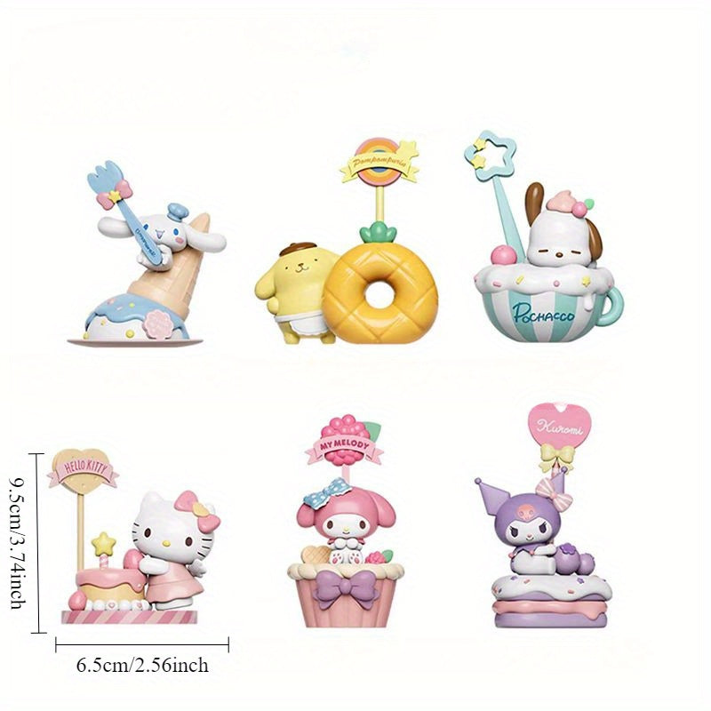 [Cute Character Figures] Hello Kitty & Kuromi Figures - Cute PVC Collectible Desk Toys | Pastel Designs, Durable PVC Material, Home or Office Decor