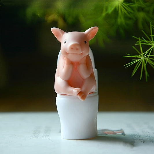 Cute Pink Pig Toilet Statue - a Whimsical Decoration for Offices And Cars, an Ideal Gift for Friends