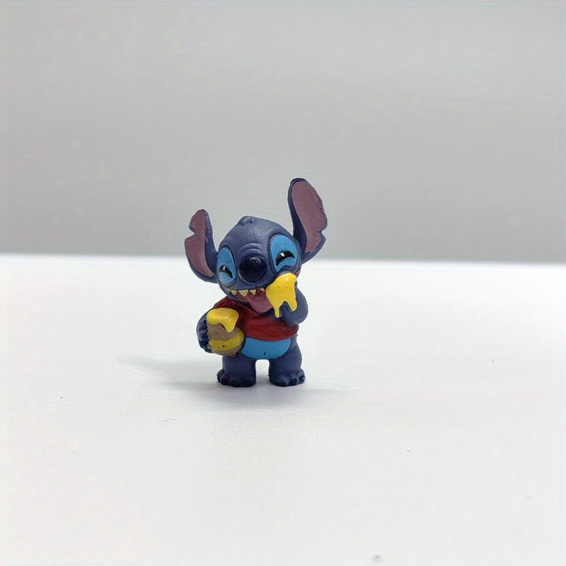 Disney Licensed, Over 50+ Scenes Suitable for Display, Cute Collectible 6pcs Set Stitch Aladdin Alien Blue Little Monster Figurine Model