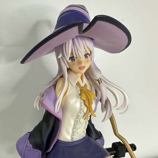A Lifelike Anime Character Statue Sitting in a Magical Hat Scene, Adorned with Magical Elements, Perfect for Desktop Home Decor And As a Collectible Display Piece.
