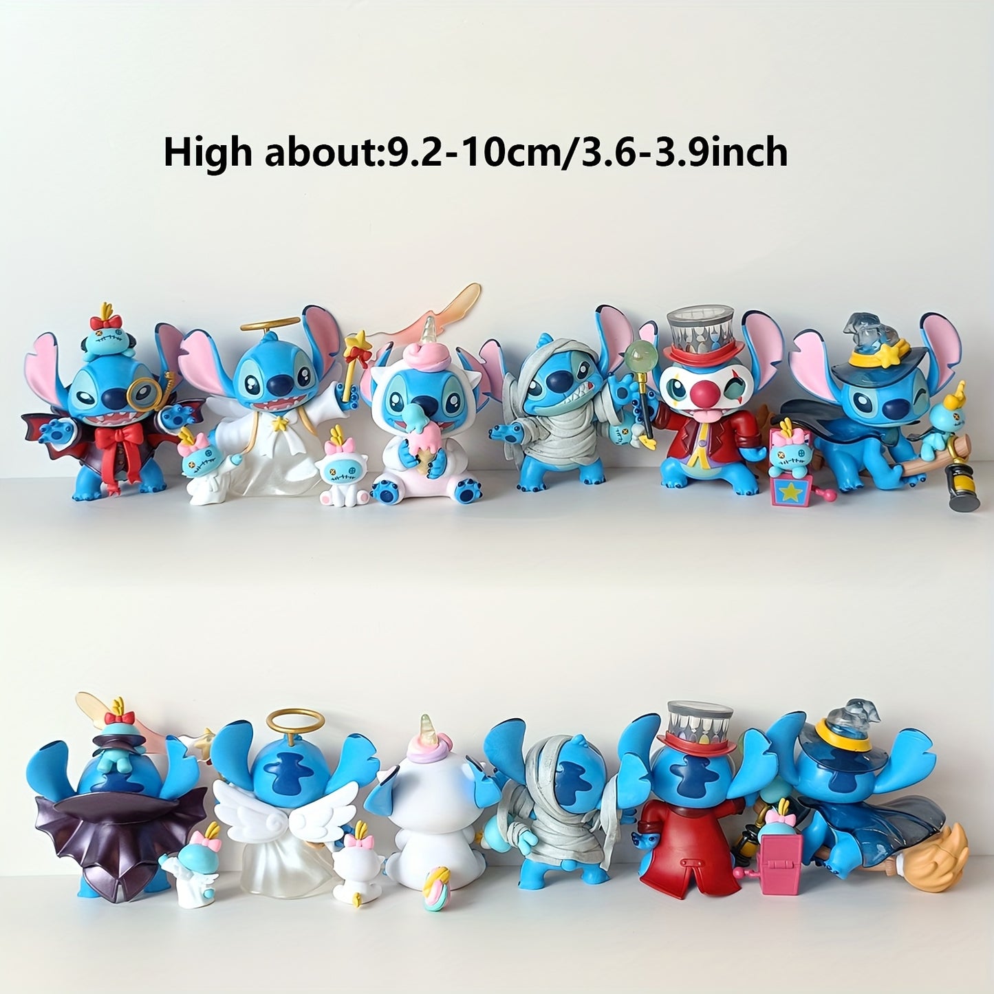 6 Quirky Stitch Diary Series Hand-Held Figurines, Disney Car Desktop Ornaments.