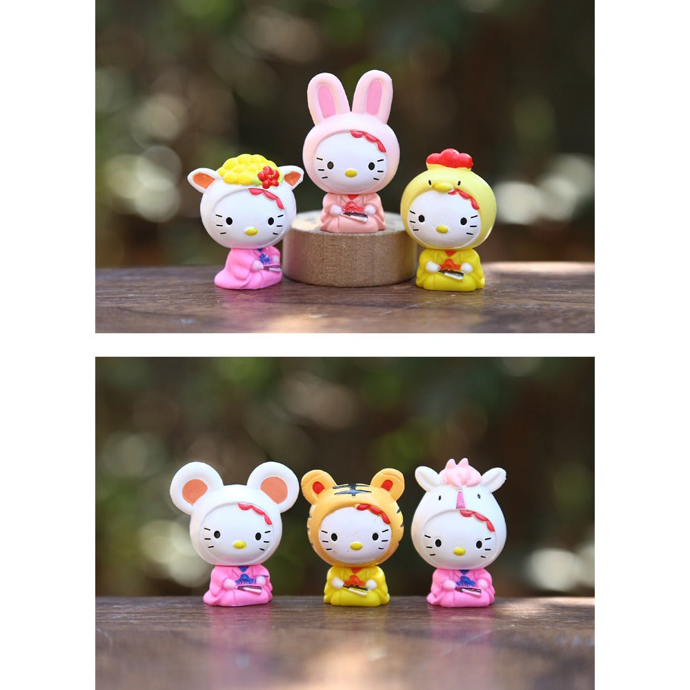 Sanrio for hello kitty Zodiac Sign PVC Figurine, Classic Anime Style Collectible Doll for Desktop and Car Decor, Valentine'S Day Gift, No Electricity Needed, Kawaii Room Decor