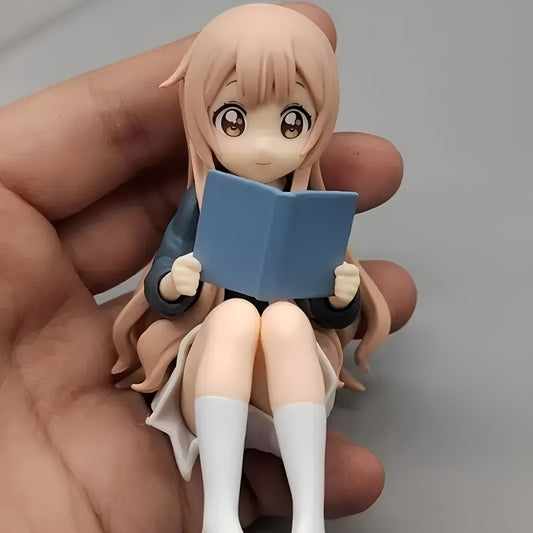 Anime Girl Reading Book Statue - Cute Chibi-Style PVC Figurine with Pastel Colors, Indoor/Outdoor Desktop Decor, No Electricity Needed, Perfect Gift for Anime Fans & Birthdays, Quietly Reading Design | Detailed Craftsmanship