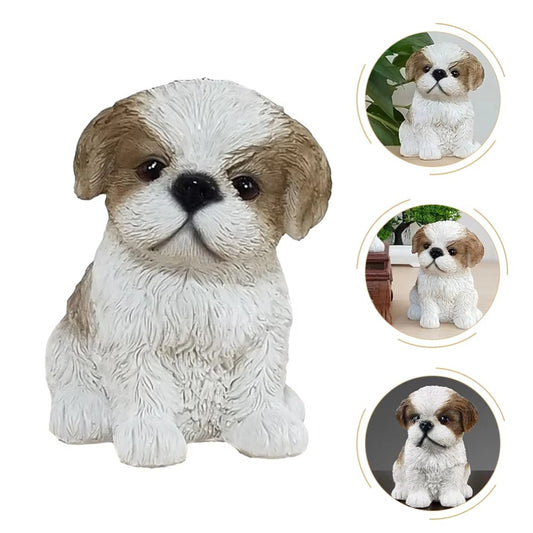 Charming Resin Puppy Sculpture - Hand-Painted Dog Figurine for Home & Office Decor, Perfect Gift for Dog Lovers, Available in Brown or Black, Interior Accessories, Creative, Simulation