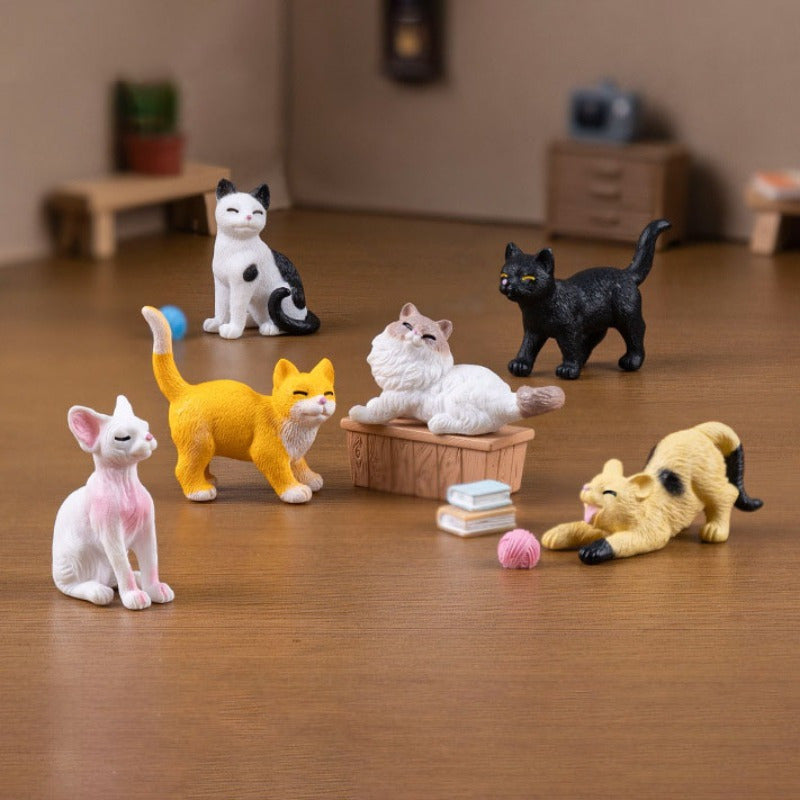 3pcs Cute Cow-Cat Dolls - with Yellow, Black/White, PVC Mini Pets for DIY Home, Easter, Thanksgiving, Independence Day, Father's Day Decorations - No Electricity Needed, Shelf Decor, Table Centerpiece, Pet Lover Gifts, Cow Decorations, Holiday Ornaments,