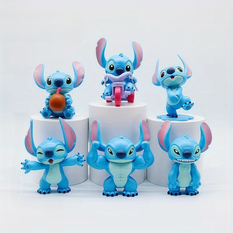 Disney Official 6pcs Stitch Figure Star Baby Cartoon Ornament Set