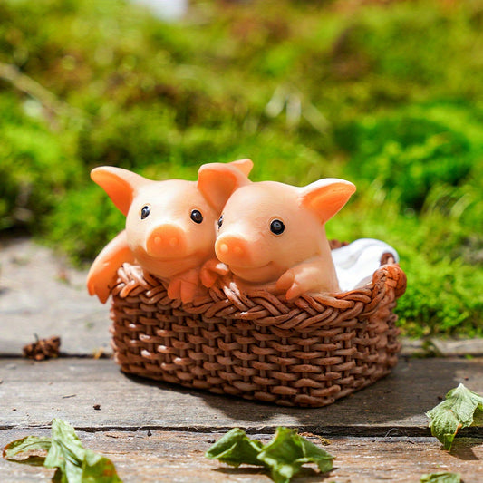 1pc Adorable Mini Pig Statues, 1.4*1.9 Inch Waterproof Resin Hand-Painted Figurines, Perfect for Home and Garden Decor, Ideal for Potting and Landscaping, Miniature Animal Figurines