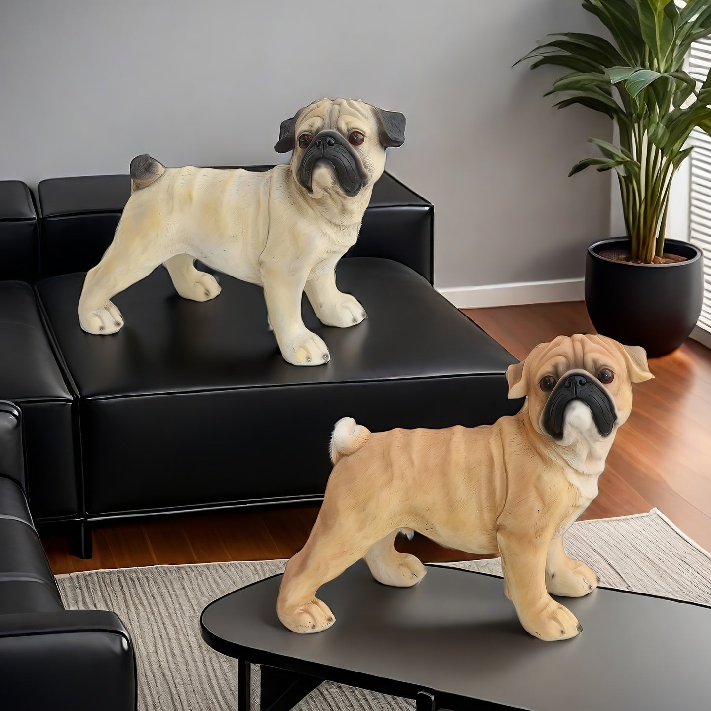 1pc Animal Sculpture, Simulated American Bulldog Statue, Office, Courtyard, Garden Decoration - Resin Sculpture, Cute Ornament, Home Living Room Bar Cafe Decor Ornament, Room Decor Tabletop Display Ornament
