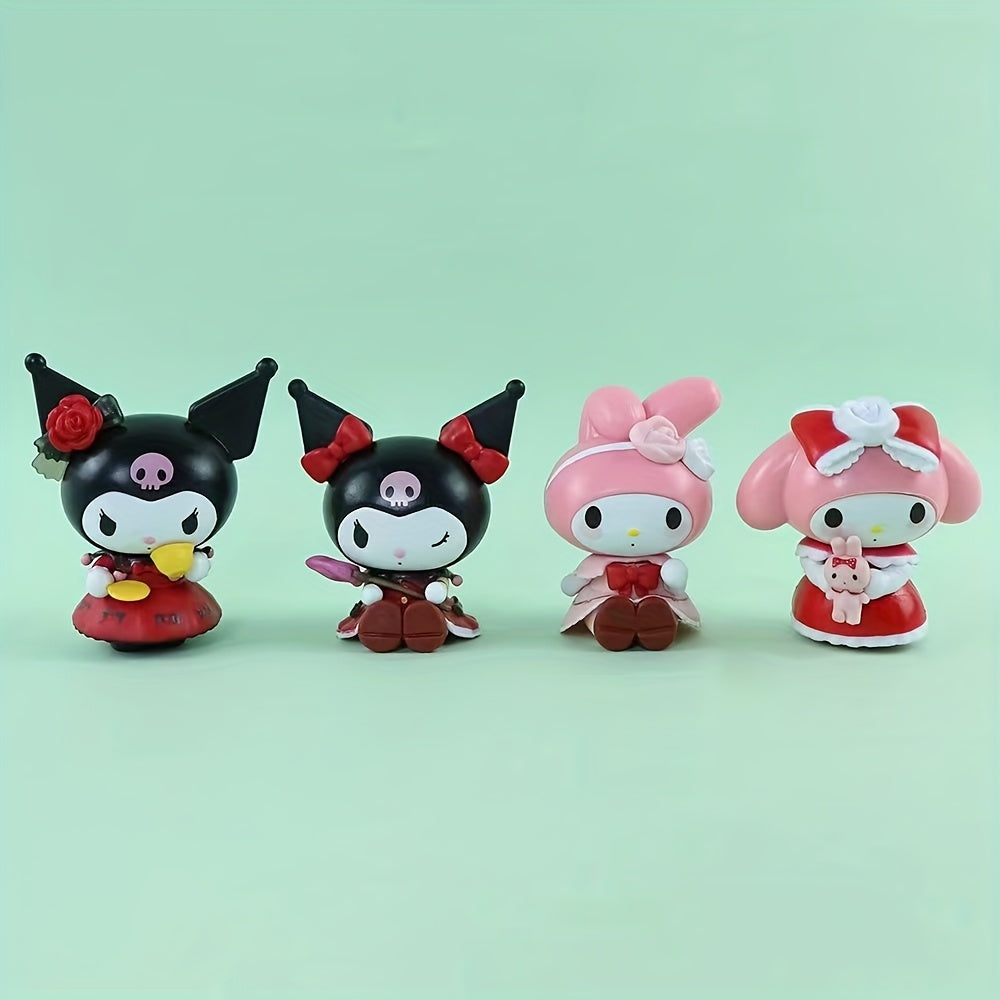 8pcs Sanrio Official Rose and Countess Series for kuromi, for My Melody, for Hello Kitty, and More Collectible Figurines - High-Quality PVC Desktop Decor, Perfect Birthday Gift for Anime Fans, Anime Figurines, Collectible Figurines, Classic Style, Detail