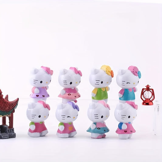 8pcs for hello kitty Mini Desktop Figurine Set - Creative PVC Home, Office And Car Decoration | Perfect Gift for Birthdays, Christmas, Valentine's Day, Graduation Ceremonies, Etc.