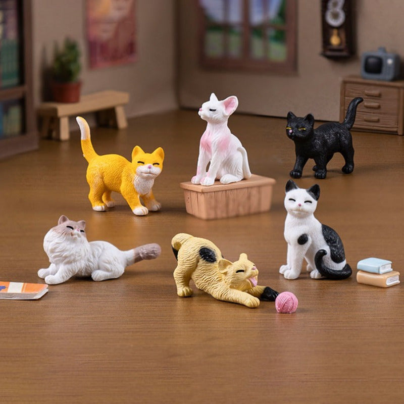 3pcs Cute Cow-Cat Dolls - with Yellow, Black/White, PVC Mini Pets for DIY Home, Easter, Thanksgiving, Independence Day, Father's Day Decorations - No Electricity Needed, Shelf Decor, Table Centerpiece, Pet Lover Gifts, Cow Decorations, Holiday Ornaments,