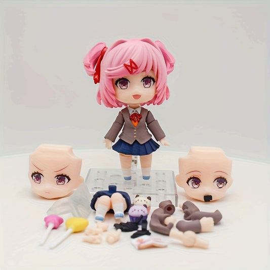 [Cute Anime Figurine] Vibrant Anime Girl Figurine with Interchangeable Faces | PVC Collectible Statue, Perfect for Car & Desk Decor, Ideal Gift for Anime Fans