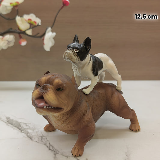 4.92inch Resin American Bully Pitbull & French Bulldog Fantasy Statue - Aggressive Pose Dynamic Duo, High-Quality Realistic Detailing, Youth Trend Home Decor for Bedroom, Living Room, Office - No Electricity Needed, Bedroom Decoration | Trendy Decor Piec