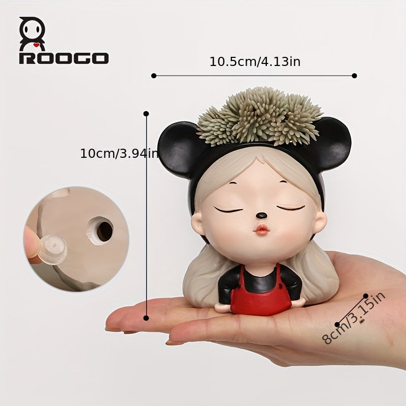 Charming Roogo Resin Flower Pot - Versatile Indoor/Outdoor Decor for Plants, Flowers & Succulents | Ideal for Home Office Desk & Garden