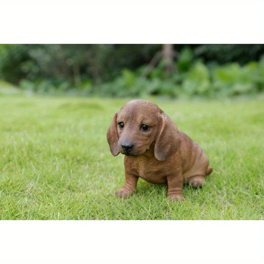 Brown Dachshund Statue - Contemporary Outdoor Decor with Realistic Fur Texture, Weather-Resistant Metal Frame for Weddings, Garden & Patio - No Electricity or Battery Needed, Dachshund Decor, Wedding Decoration, Textured Surface, Durable Construction