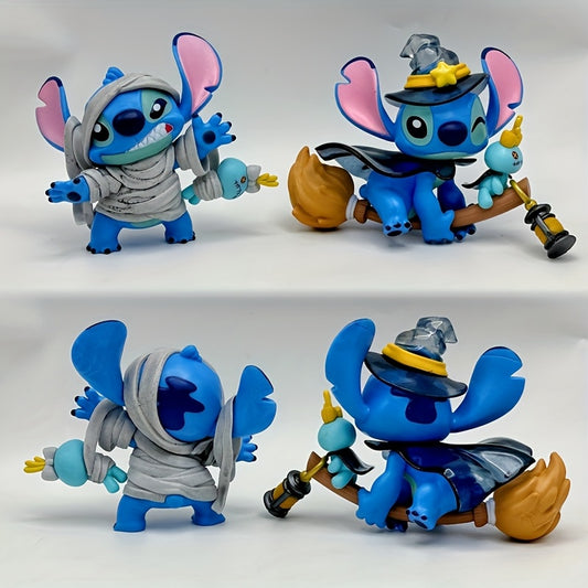 6pcs Disney Stitch Wizard Theme Statue Set, Funny Stitch Living Room Bedroom Decor