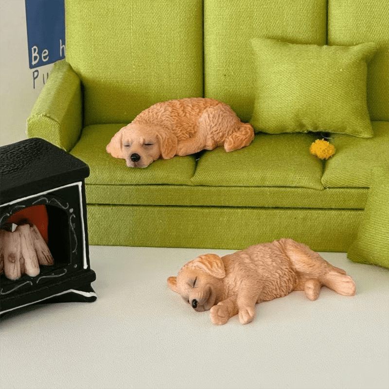 [Cute Puppy Ornament] Cute Golden Retriever Car Ornament | Creative Simulation Puppy Auto Decor for Center Console / Rearview Mirror Decoration | Unisex Home and Vehicle Use