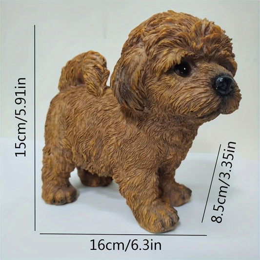 [Cute Teddy Dog] 1pc Cute Teddy Dog Statue | Resin Indoor/Outdoor Home & Garden Decor for Thanksgiving - No Electricity Needed, Letter Animal Design, Fits Various Room Types