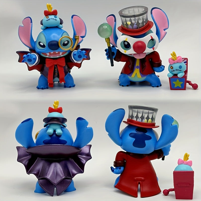 6pcs Disney Stitch Wizard Theme Statue Set, Funny Stitch Living Room Bedroom Decor