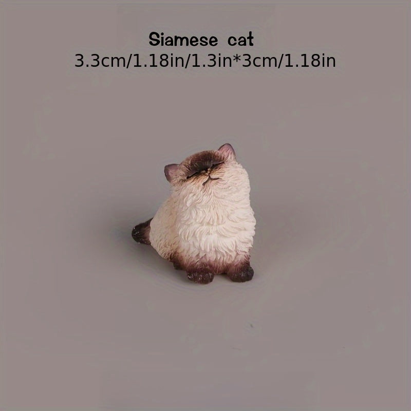 Adorable White Siamese Cat Mini Figurine – 1.3inch Resin Desk Decor for Home, Office, or Gifts | Playful & Heartwarming Relax Companion for Pet Lovers, Students, and Couples, Collectible Figurine | Emotional Support Item | Resin Figurine