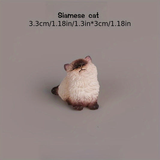 Adorable White Siamese Cat Mini Figurine – 1.3inch Resin Desk Decor for Home, Office, or Gifts | Playful & Heartwarming Relax Companion for Pet Lovers, Students, and Couples, Collectible Figurine | Emotional Support Item | Resin Figurine