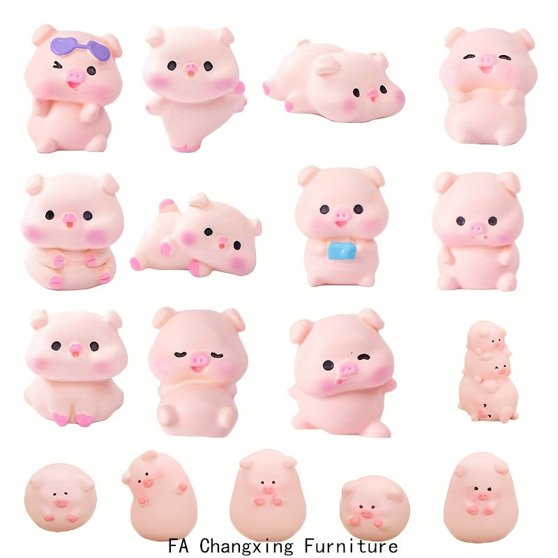 17pcs Pig Figurine Set, Mini Resin Pigs, Bringing Good Luck for Christmas, Valentine's Day, Easter, and Thanksgiving Tabletop Decorations & Gifts, Desktop Car Home Décor Ornaments