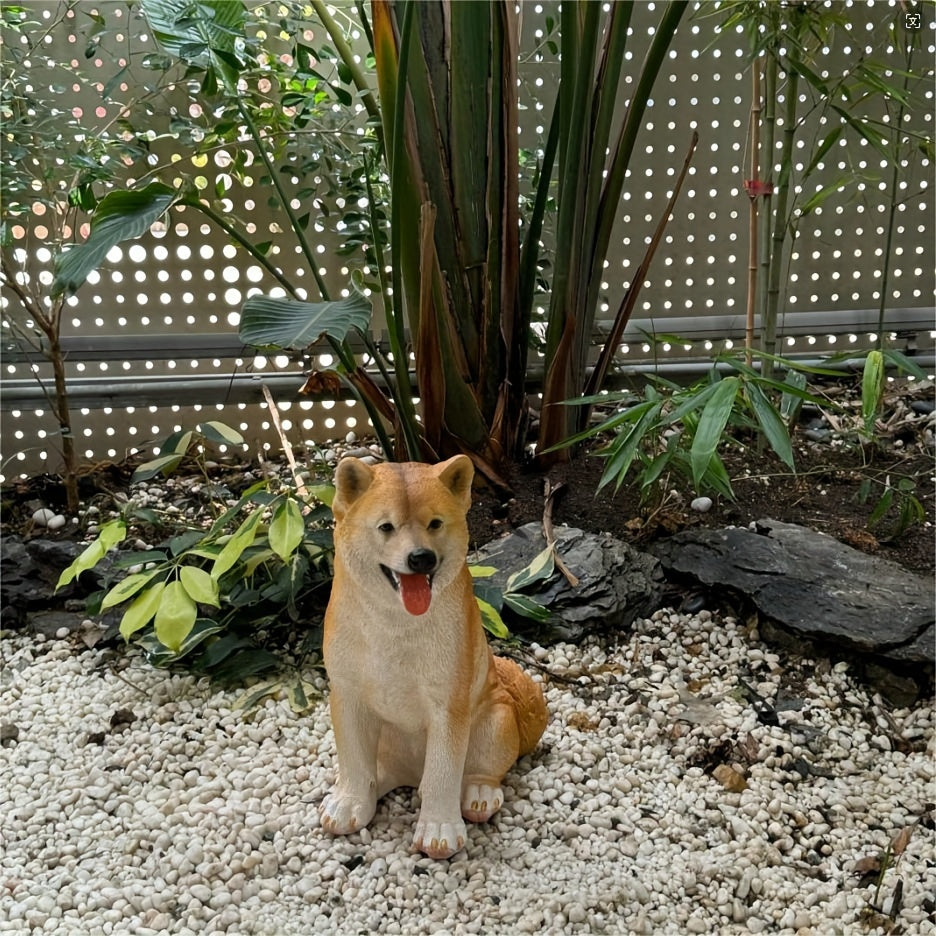 Charming Shiba Inu Resin Statue - Lifelike Pet Sculpture for Garden, Patio & Home Decor