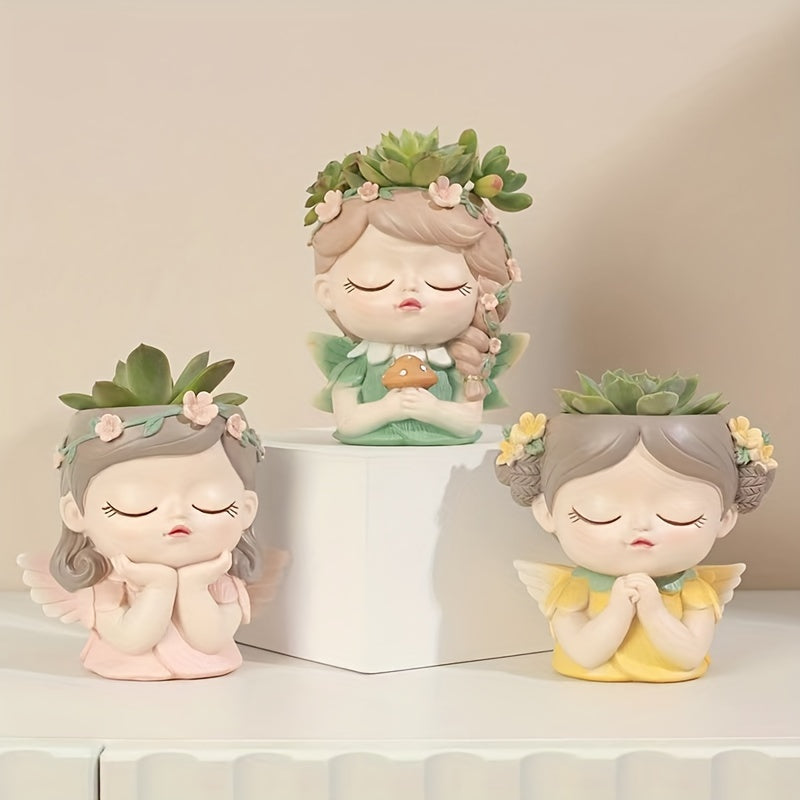 Charming Elf-Themed Resin Succulent Planter - Creative Desktop Garden Decor, Non-Waterproof Craft Pot for Home & Yard