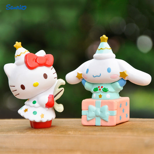 [Authorized] Sanrio6-Pack Hello Kitty SanrioCartoon Christmas Series Dolls, Cute DIY Accessories Small Decorations, Creative Handmade Decorations