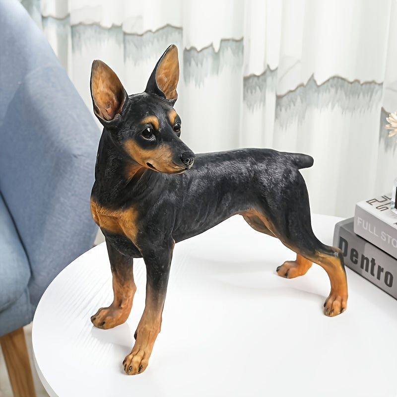 1pc Lifelike Dog Statue - Resin Sculpture of English Bulldog & Black-and-Tan Dog Figurine, Creative Home Decor Accent for Living Room or Office