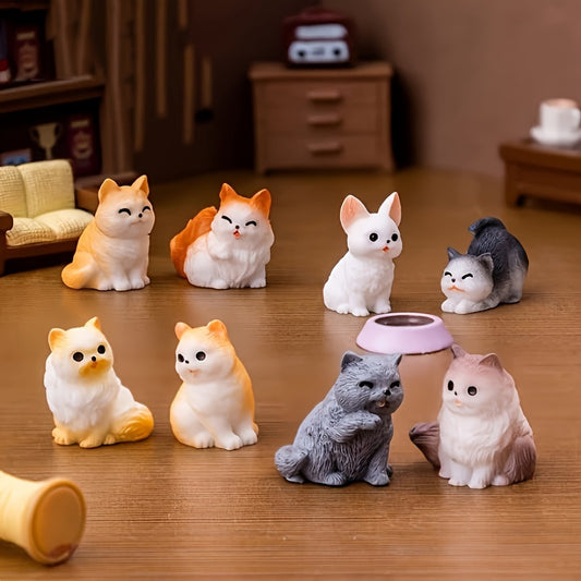 15pcs Mini Resin Cat Statues, micro-landscape decorations, home decoration gifts, used for home room living room office tabletop decorations, perfect DIY garden and bonsai decorations, and car interior decorations.