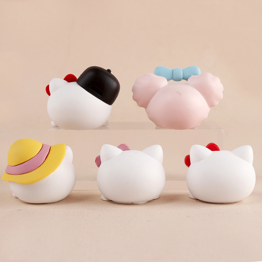 Cute KT Head Car Dashboard Small Ornament Q Version Kitty Cake Decoration Creative Car Interior Accessory