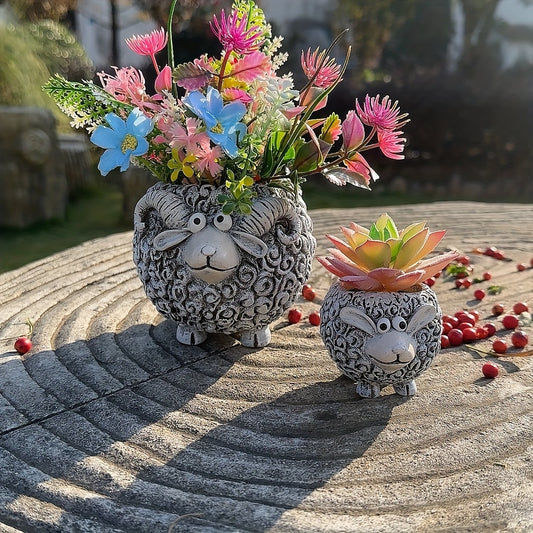 Cartoon Mianyang Goat Animal Multi-Flower Pot Garden Creative Gardening Resin Ornament