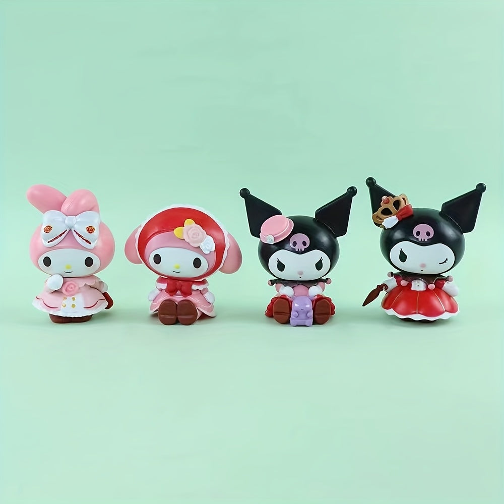 8pcs Sanrio Official Rose and Countess Series for kuromi, for My Melody, for Hello Kitty, and More Collectible Figurines - High-Quality PVC Desktop Decor, Perfect Birthday Gift for Anime Fans, Anime Figurines, Collectible Figurines, Classic Style, Detail